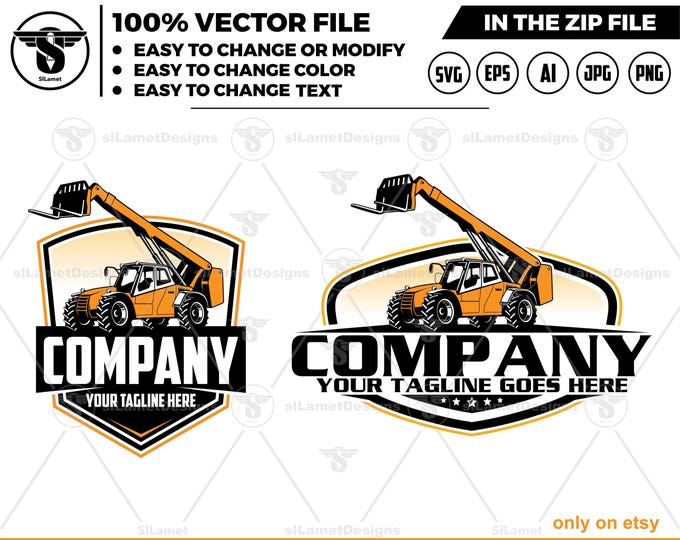 Telescopic handler logo, Forklift telescopic logo, Skytrack logo, Warehouse logo