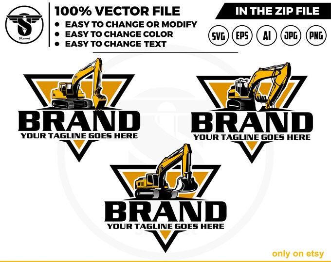 excavator logo template - bucket excavator svg - construction logo - digging logo - earth digging logo - excavator svg