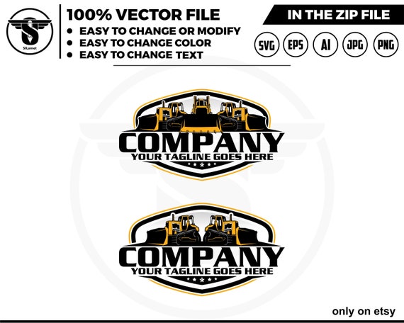 Bulldozer logo - equipment vehicles logo - heavy equipment logo - Bulldozer svg - John Deere Dozer