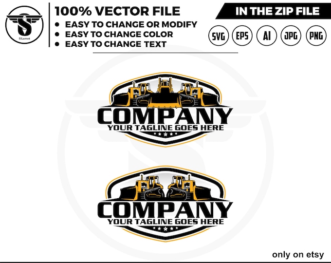 Bulldozer logo - equipment vehicles logo - heavy equipment logo - Bulldozer svg - John Deere Dozer
