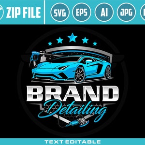 modelo de logotipo de carro com detalhamento automático - logotipo de serviços de detalhamento de carro - modelo de logotipo de lavagem de carro - logotipo de limpeza de carro