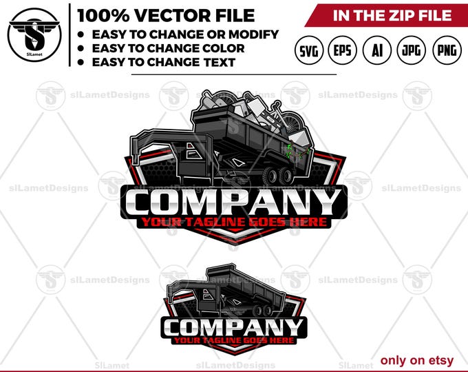 gooseneck dump Trailer Logo - gooseneck dump Logo Template - Hauling Equipment Branding - dump trailer logo