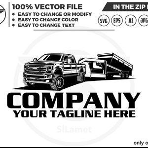 Ford Super Duty and dump trailer logo, pickup dump trailer, Bumper Pull Dump Trailer logo, dump trailer logo