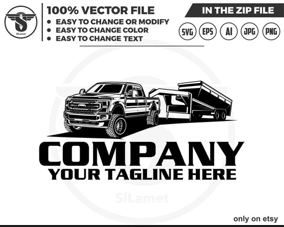 Ford Super Duty and dump trailer logo, pickup dump trailer, Bumper Pull Dump Trailer logo, dump trailer logo