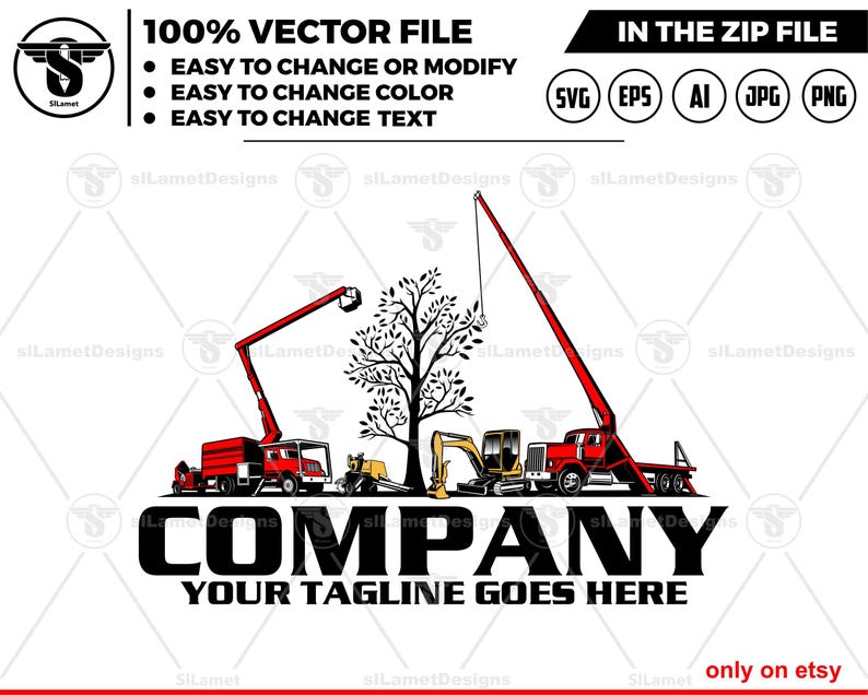 Tree Logo Logging Logging Equipment Logo: Crane Truck & Tree Service (digital Download ...