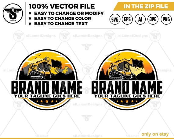 Skid steer loader logo - Skid Steer Logo - Compact Loader Logo - Construction Equipment logo - Mini Loader logo - Heavy Machinery logo