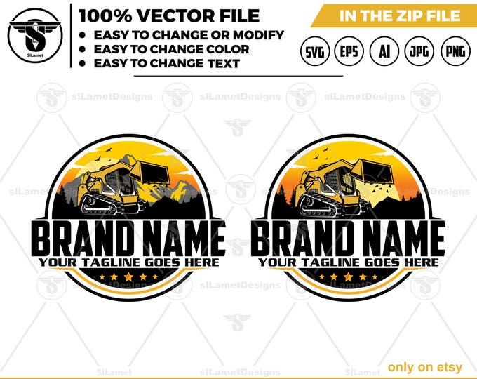 Skid steer loader logo - Skid Steer Logo - Compact Loader Logo - Construction Equipment logo - Mini Loader logo - Heavy Machinery logo
