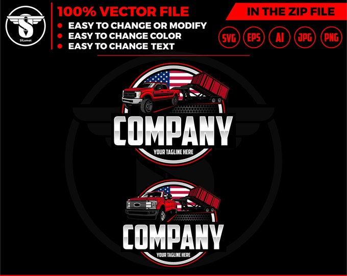 america pickup and dump trailer logo, United States pickup and trailer logo - trailer towing logo - towing Company Logo - pickup