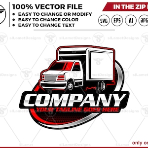 Box Truck Logo Design - Delivery Truck Logo - Cargo Transport logo - Shipping Vehicle Badge - Logistics Truck Branding