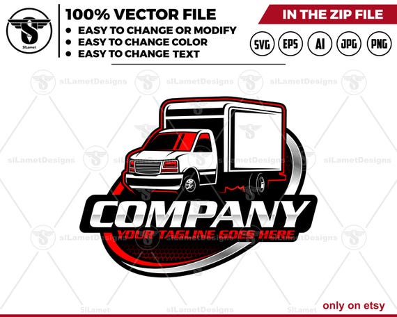 Box Truck Logo Design - Delivery Truck Logo - Cargo Transport logo - Shipping Vehicle Badge - Logistics Truck Branding