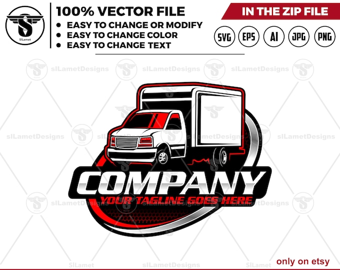 Box Truck Logo Design - Delivery Truck Logo - Cargo Transport logo - Shipping Vehicle Badge - Logistics Truck Branding