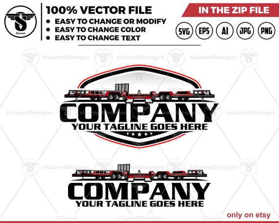 Car Hauling Trailer Logo - Bumper Pull Logo - Car Haulers Logo - flatbed trailer logo - flat bed trailer rental logo - towing trailer logo