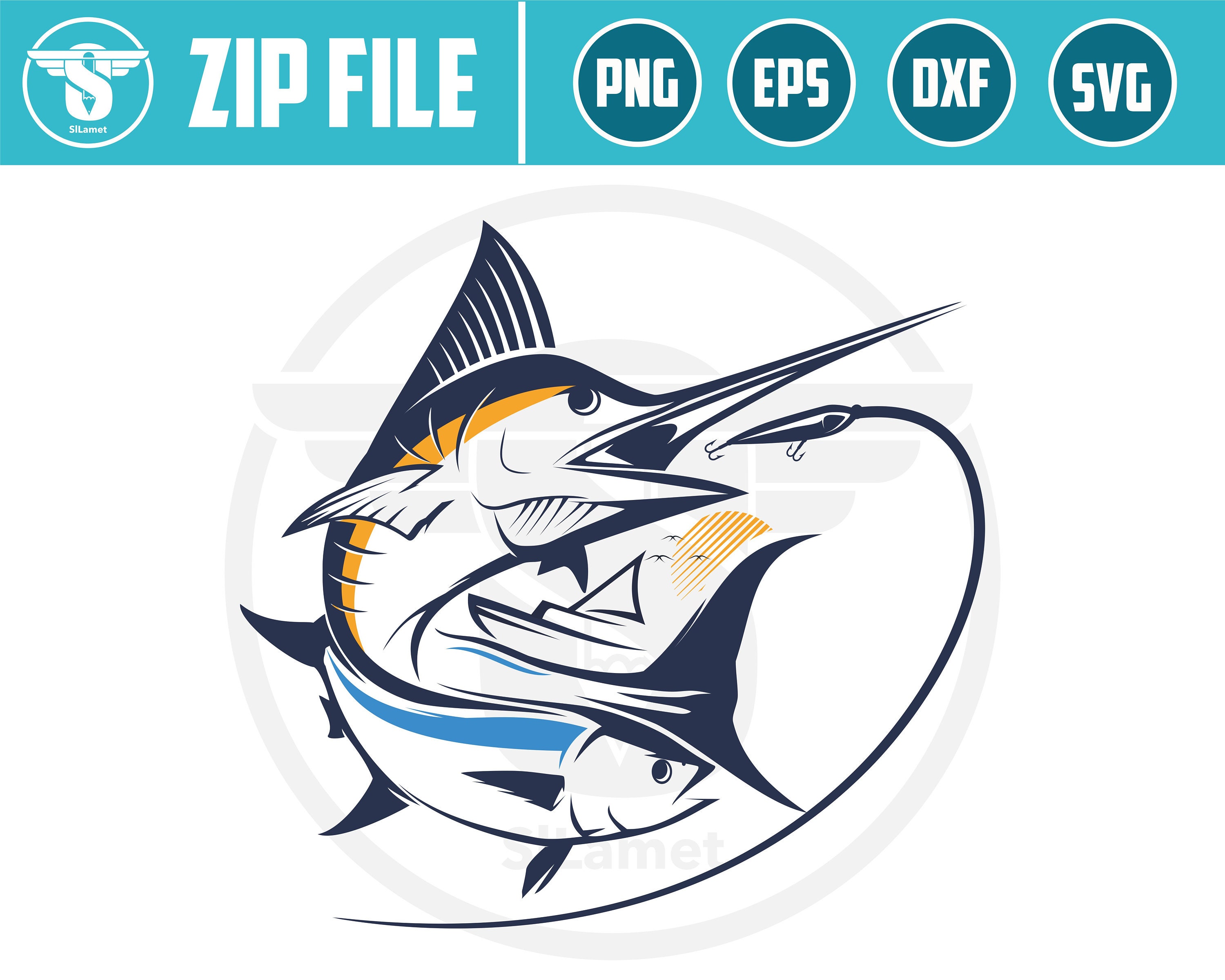 Fishing, Marlin and Sailfish Fishing, Tuna Fishing Logo, Svg, Png, Eps, Dxf  DIGITAL FILES for Cricut, CNC and Other Cut or Print Projects 