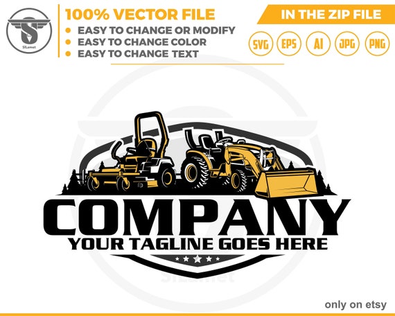 tractor loader and Lawn Mowers logo- Zero Turn mowers logo - Tractor kubota logo - grass cleaner logo