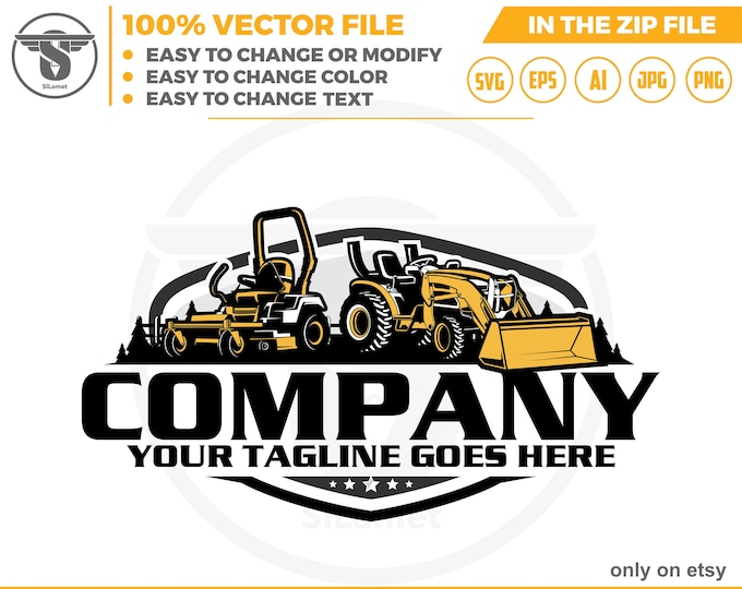 tractor loader and Lawn Mowers logo- Zero Turn mowers logo - Tractor kubota logo - grass cleaner logo