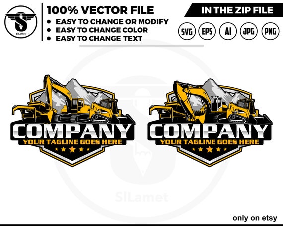 excavator, skid steer, dump trailer logo - Vermeer Drills logo - Drilling Rig logo - gooseneck dump trailer
