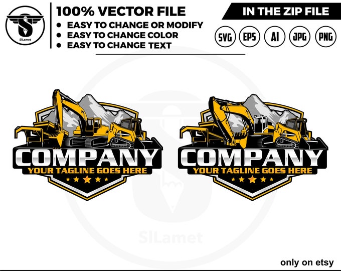 excavator, skid steer, dump trailer logo - Vermeer Drills logo - Drilling Rig logo - gooseneck dump trailer