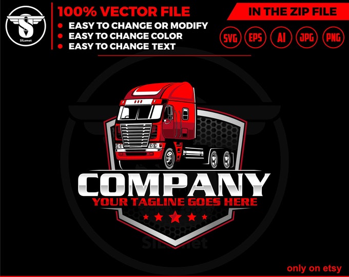 Modern Flat-Nose Truck logo - Cab-Over Engine Truck - COE truck logo - Industrial Freight Truck - Forward Control Truck - truck eropa