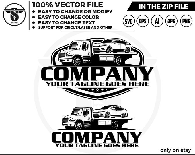 towing truck flatbed logo, towing logo template, towing chain svg, tow truck 18 wheeler, tow truck logo, towing service logo, luxury towing