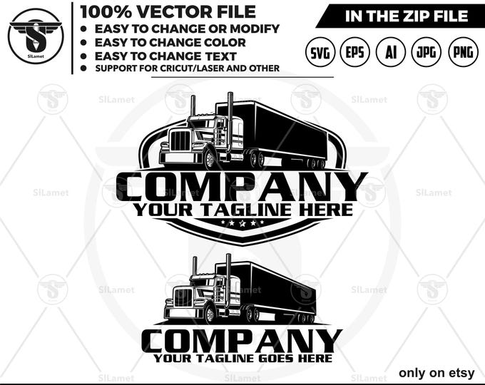 Trucking Company Logo SVG: Semi Truck Brand Design (Digital Download)