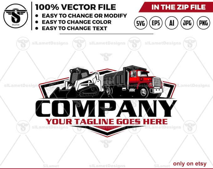 Dump Truck & Skid Steer Logo: Heavy Equipment SVG (Digital Download)