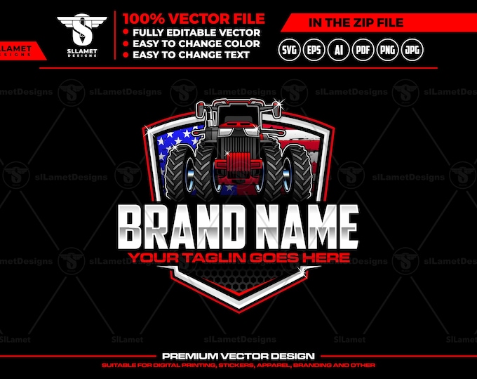 america Tractor Farm Logo: john Deere Tractor Logo, Farm Construction Branding, American Farming Vector, Agriculture SVG, PDF
