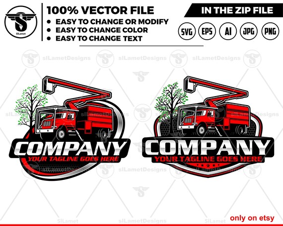 tree sevice logo - Forestry Bucket Trucks logo - chainsaw logo - tree cuting logo - bucket truck logo - Logging Equipment logo