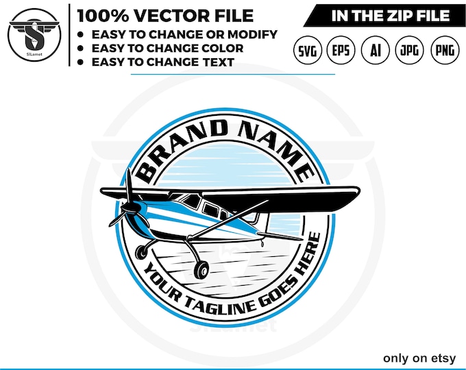 aircraft logo - Light aircraft logo - private planes logo - small planes logo - airplanes logo