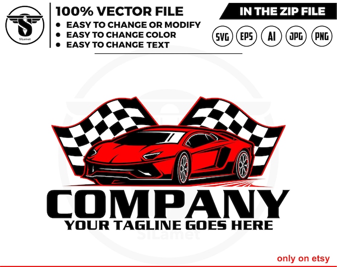 race car logo - Speed racing car logo -spedometer logo - automotive logo - racing car logo