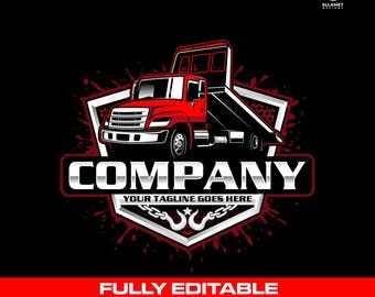 American Flatbed Tow Truck Logo: Roadside Recovery Vector Designs (SVG, EPS, PNG)