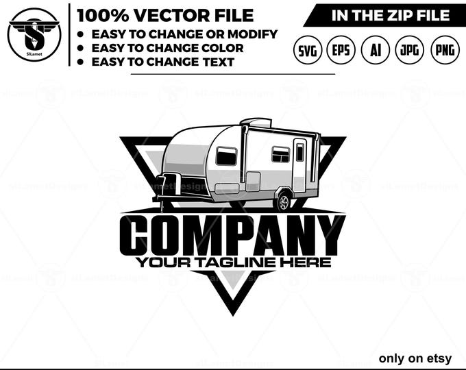 RV Trailer Logo Design: travel trailer, small campers, Fifth Wheel svg