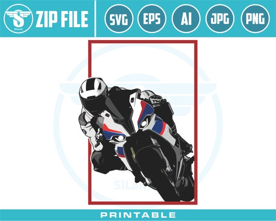 riding motorbike BMW S1000RR SVG, racing motorbike, illustration motorbike vector motorbike, print racing motorbike, t-shirt screen printing