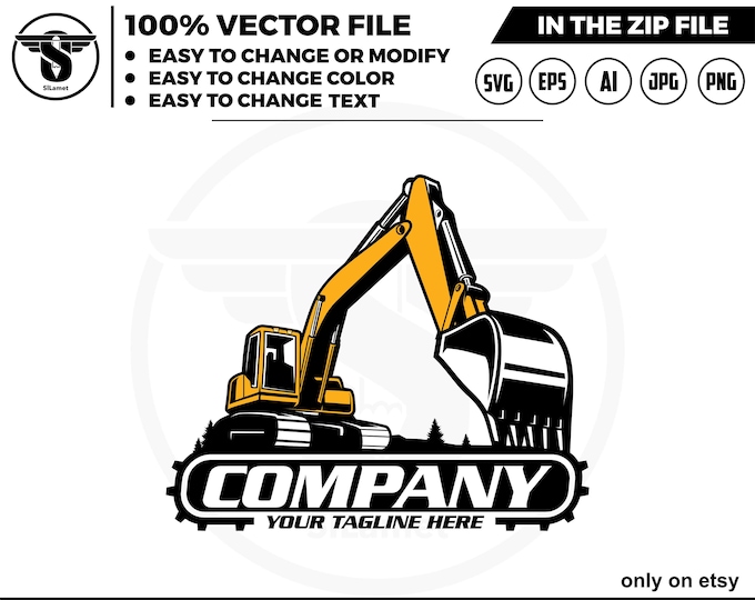 excavator logo - digging logo - earth digging logo - excavator svg - Heavy Equipment logo, Construction Logo