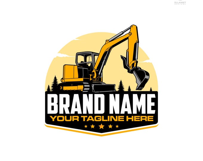 Mini Excavator Logo: Compact Digging Construction Vector Designs (SVG, EPS, PNG)