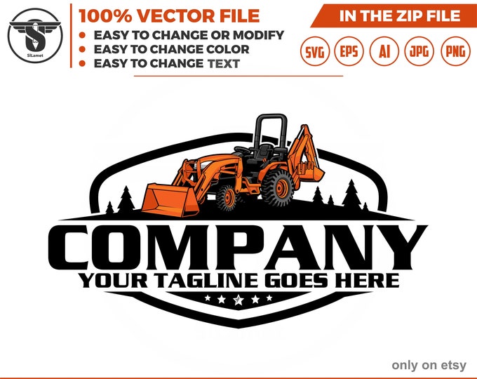 Kubota logo, Backhoe, Excavator , Skidsteer ,Farm Equipment, Tractor