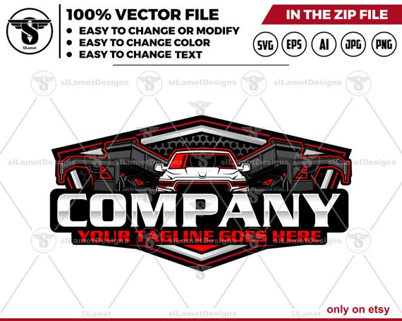 Pickup &  gooseneck dump Trailer Logo - Pickup Truck Trailer Logo Template - Hauling Equipment Branding - dump trailer logo