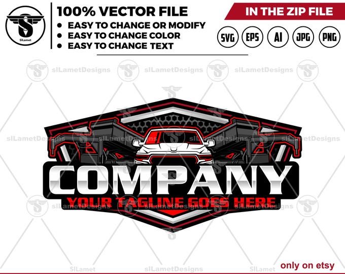 Pickup &  gooseneck dump Trailer Logo - Pickup Truck Trailer Logo Template - Hauling Equipment Branding - dump trailer logo