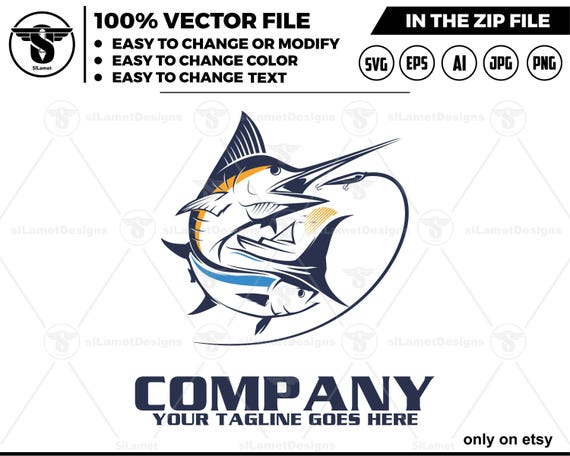 Fishing logo, marlin and sailfish Fishing logo, tuna Fishing Logo - boat Fishing logo