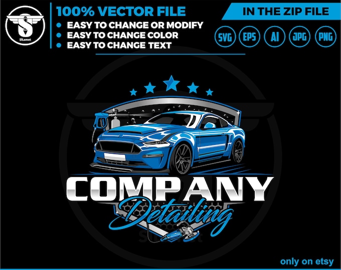 luxury cars auto detailing - sport car detailing logo template - Car Detailing Services logo - car wash logo