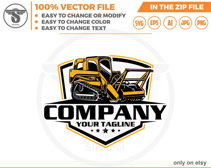 skid steer brush mulcher logo - skid steer mulcher attachment logo
