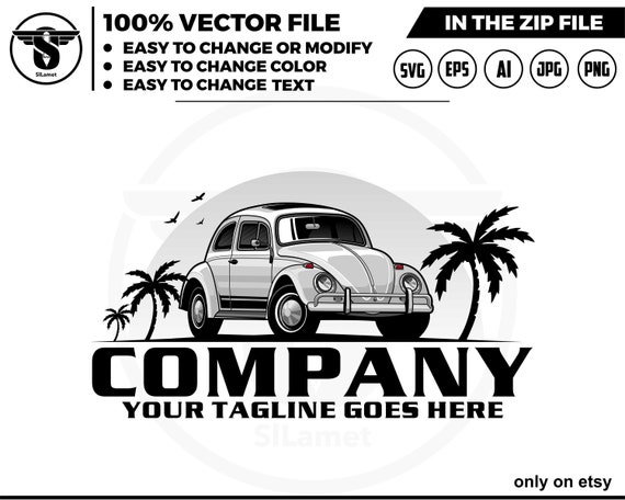 classic car logo, old car logo, vintage car logo, family car, beach