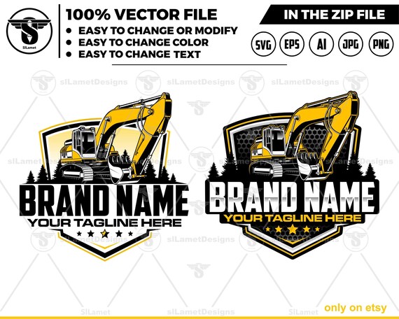 excavator logo template - bucket excavator svg - construction logo - digging logo - earth digging logo - excavator svg