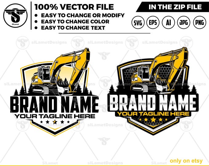 excavator logo template - bucket excavator svg - construction logo - digging logo - earth digging logo - excavator svg