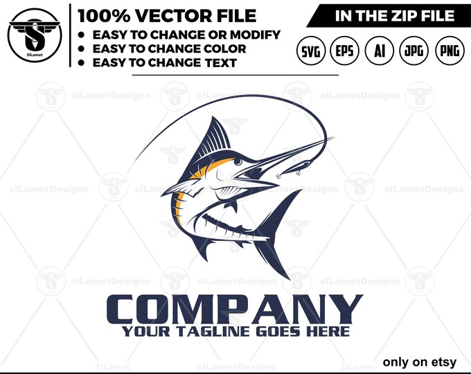 Fishing logo, marlin and sailfish Fishing logo, tuna Fishing Logo - boat Fishing logo