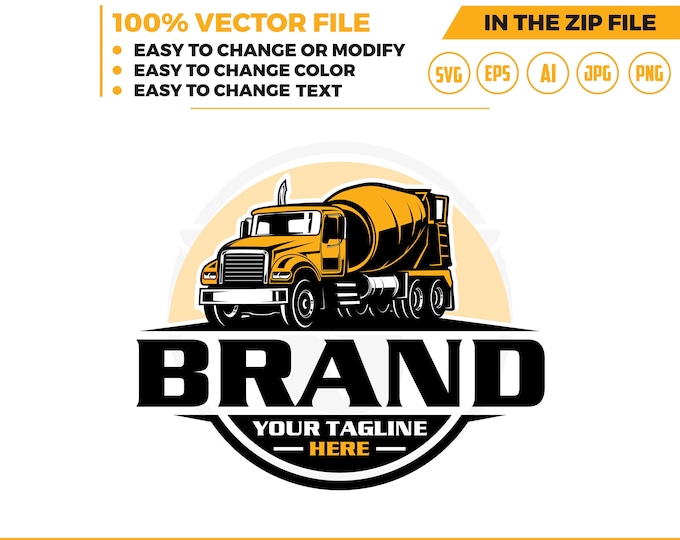 Mixer Truck logo - Cement Mixer Truck logo - Concrete Mixer Truck - truck cemente mixer concrete illustration