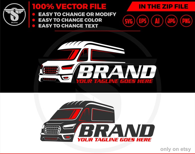 delivery van logo - van car logo - Delivery logo - shipping logo - Cargo Delivery- Delivery Van Truck Svg