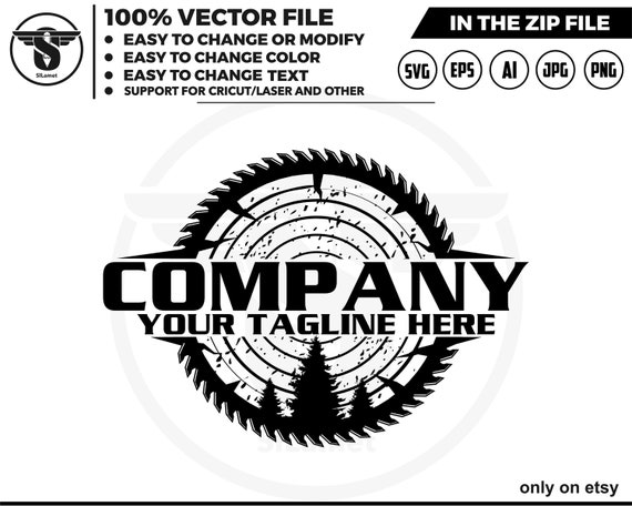 woodcutter logo - lumberjack logo - wood cutting tool logo - truck logging logo