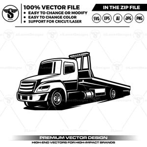 Flachbett Abschleppwagen SVG: Silhouette Vektorgrafik für Cricut