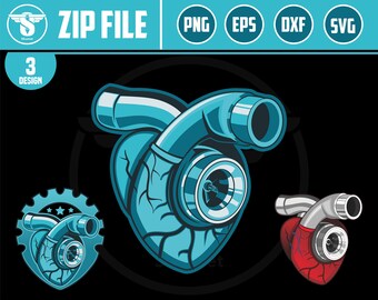 Turbo Heart SVG: Car Mechanic Engine Clipart (PNG, AI, Dxf)