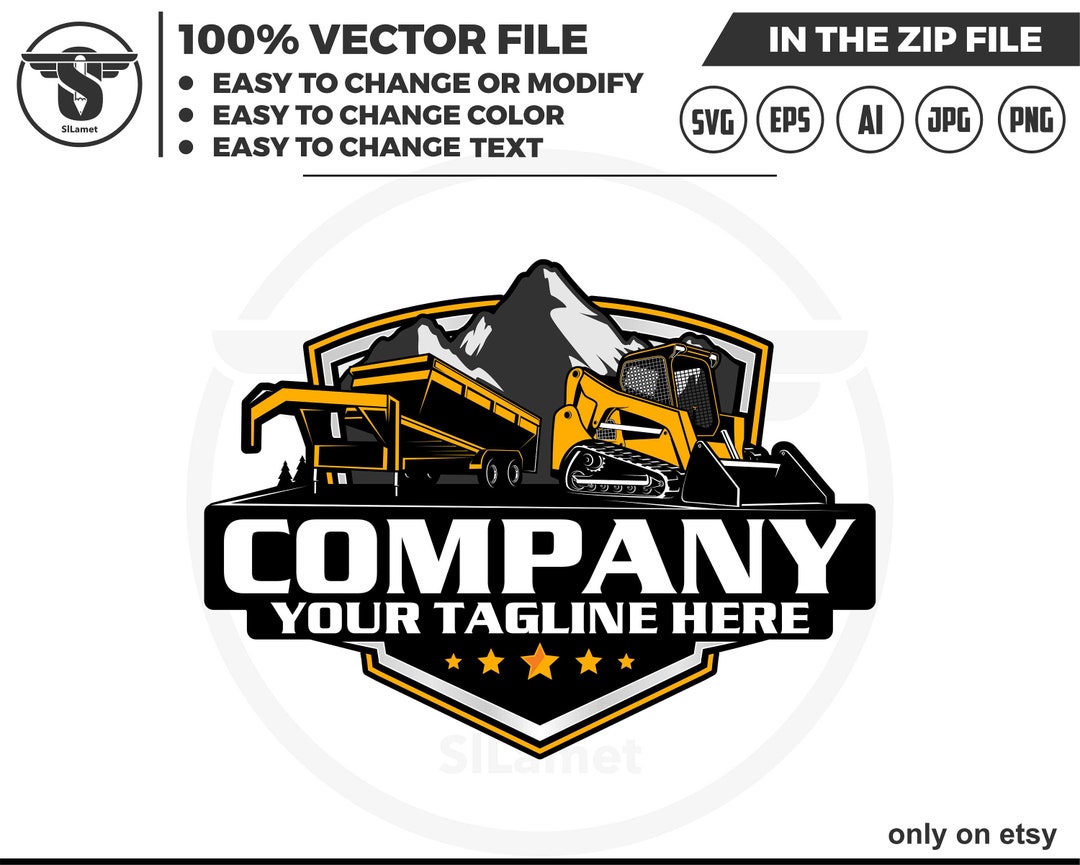 Dump Trailer and Skid Steer Loader Logo, Skid Steer Tracker Logo, Skid